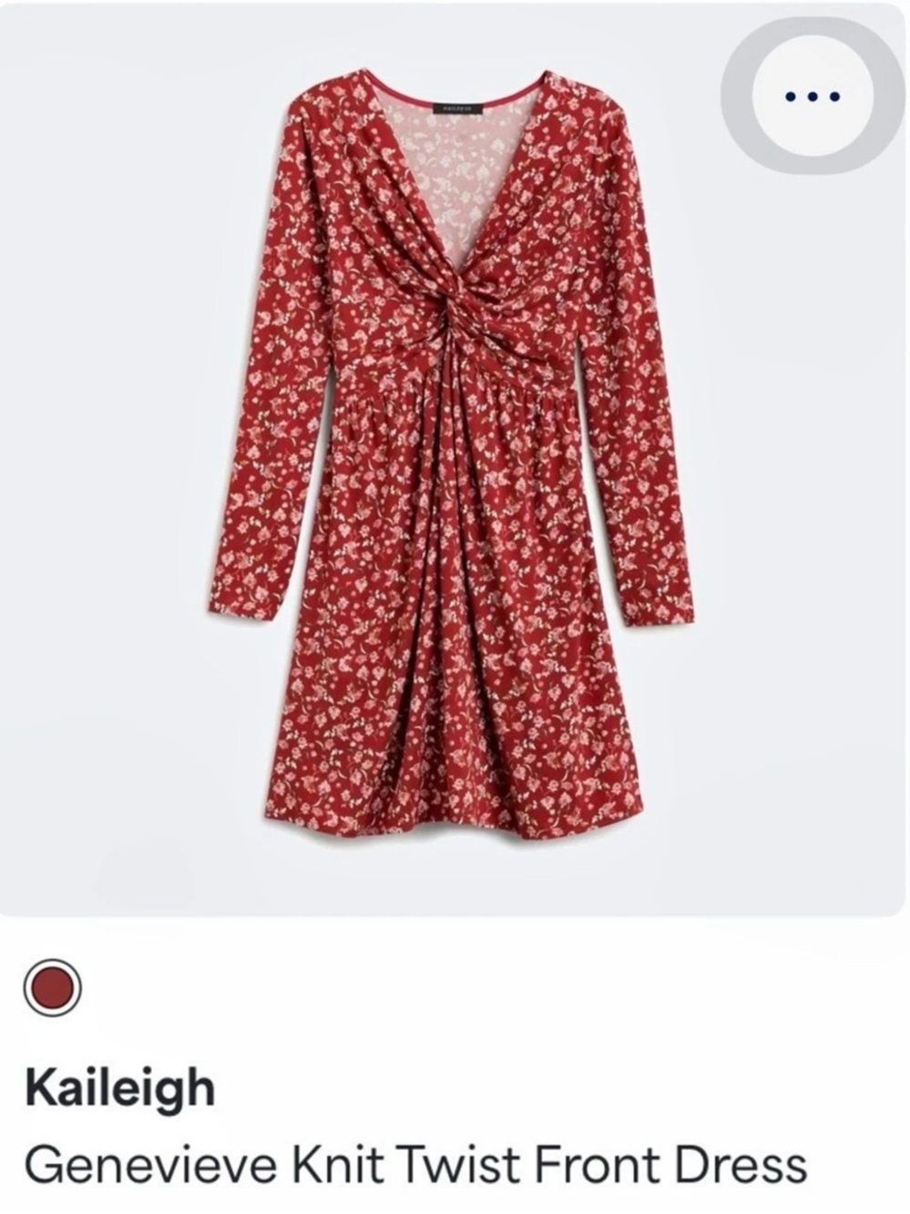 Kayleigh Genevieve Knit Floral Twist Front Mini Dress in Red